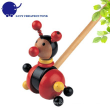 Toddlers Lovely Wooden Ladybug Push Along Toy